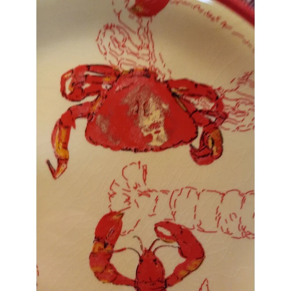 April Cornell Crab Lobster Ceramic Salad Luncheon Plate 8.25 inches Hand Painted
